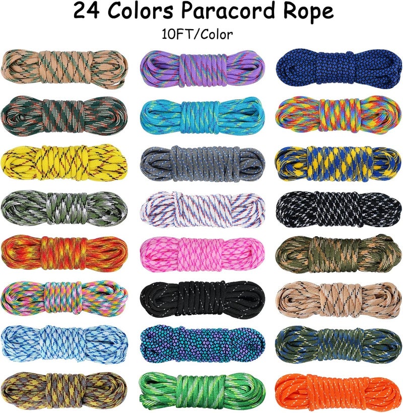 MONOBIN Paracord 550 Combo kit, 24 Colors 10ft Paracord Rope with Instruction, Multifunction Parachute Cord for Making Paracord Bracelets, Lanyard, Dog Collar, Idea for Gift… - Image 2